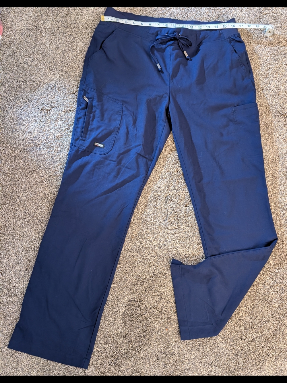 Ladies Grey's Anatomy Navy Cargo Scrub Pants with Drawstring Size Medium EUC